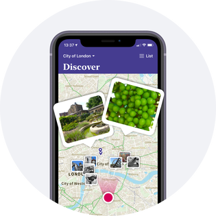 Picture of map and images from Ordnance Survey Secret Stories App